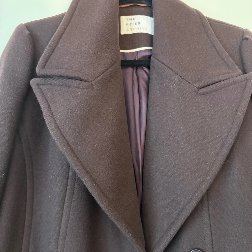Reiss Deep Plum Pea Coat - Picture 4 of 13